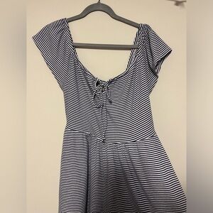 NWT American Eagle Navy Blue Striped Romper Size M